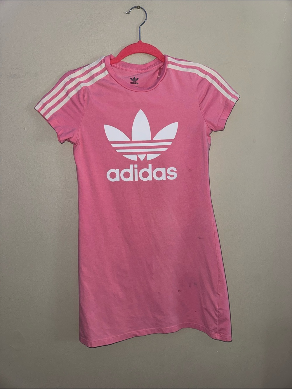 adidas Pink Tee Dress with White Trefoil Logo